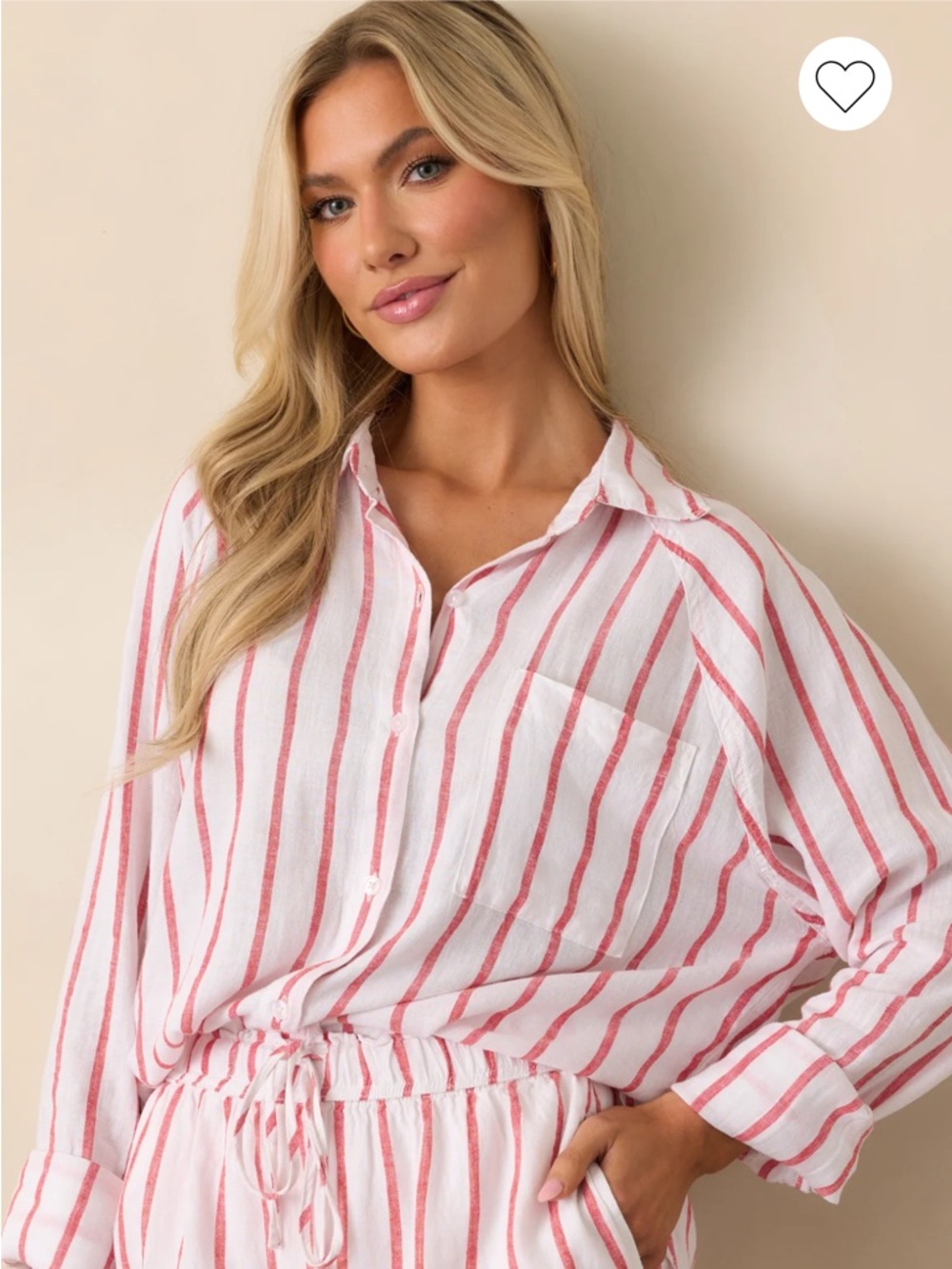 Z Supply Red & White Striped Linen Button-Down Shirt